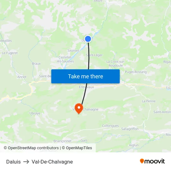 Daluis to Val-De-Chalvagne map