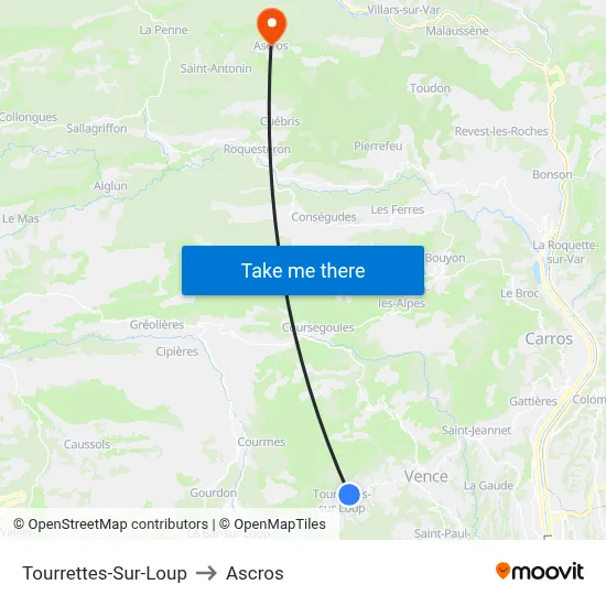 Tourrettes-Sur-Loup to Ascros map