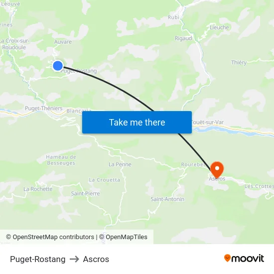 Puget-Rostang to Ascros map