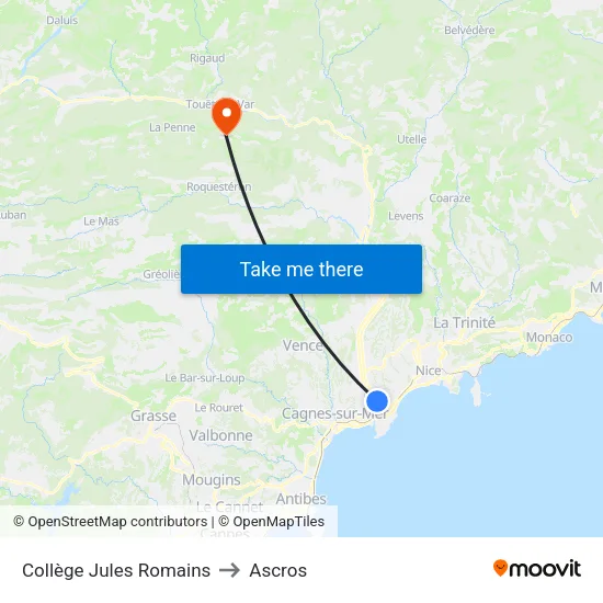 Collège Jules Romains to Ascros map