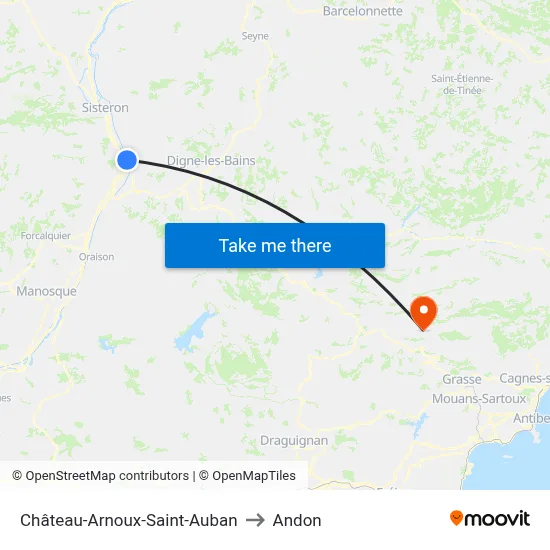 Château-Arnoux-Saint-Auban to Andon map