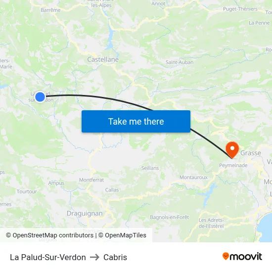 La Palud-Sur-Verdon to Cabris map