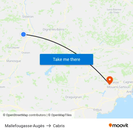 Mallefougasse-Augès to Cabris map