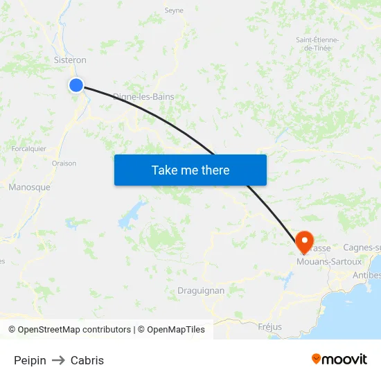 Peipin to Cabris map