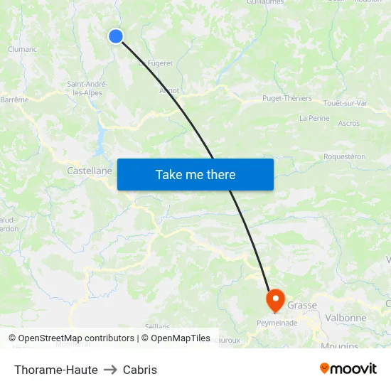 Thorame-Haute to Cabris map