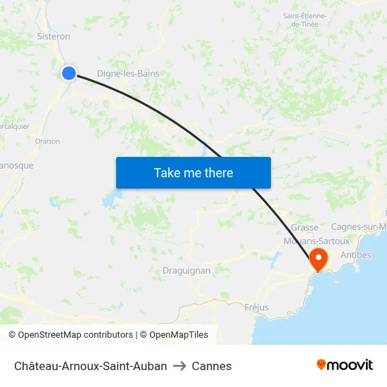 Château-Arnoux-Saint-Auban to Cannes map