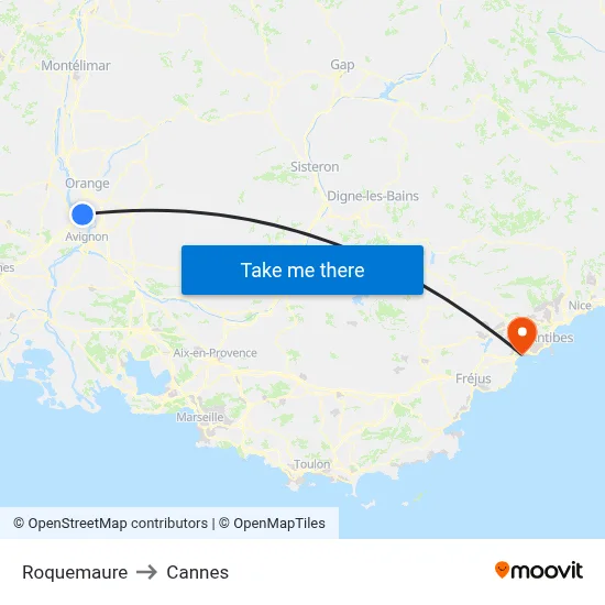 Roquemaure to Cannes map