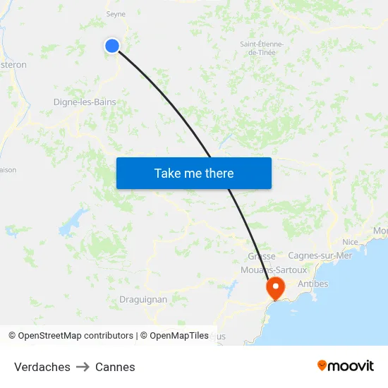 Verdaches to Cannes map