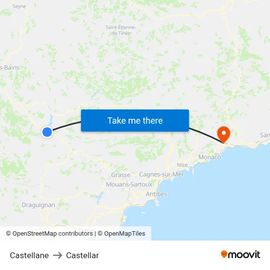 Castellane to Castellar map