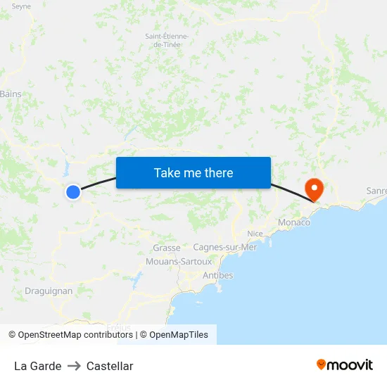 La Garde to Castellar map