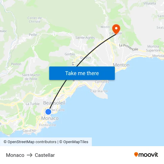 Monaco to Castellar map