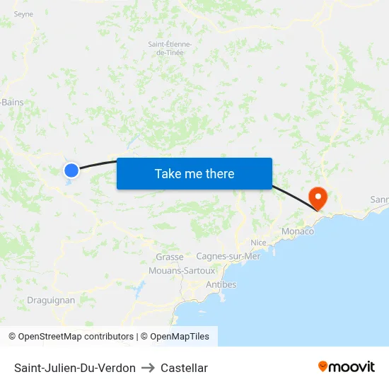 Saint-Julien-Du-Verdon to Castellar map