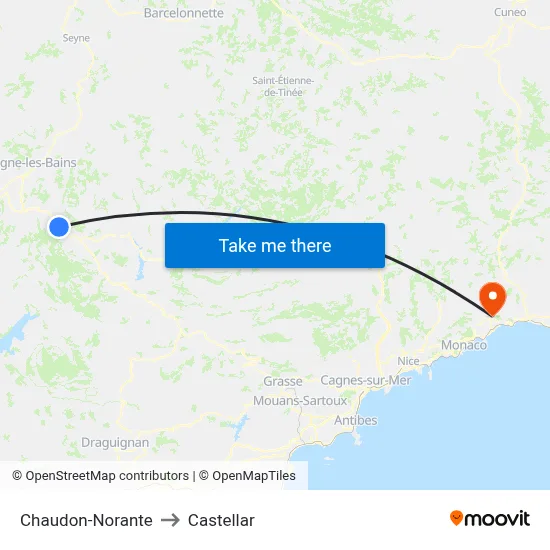 Chaudon-Norante to Castellar map