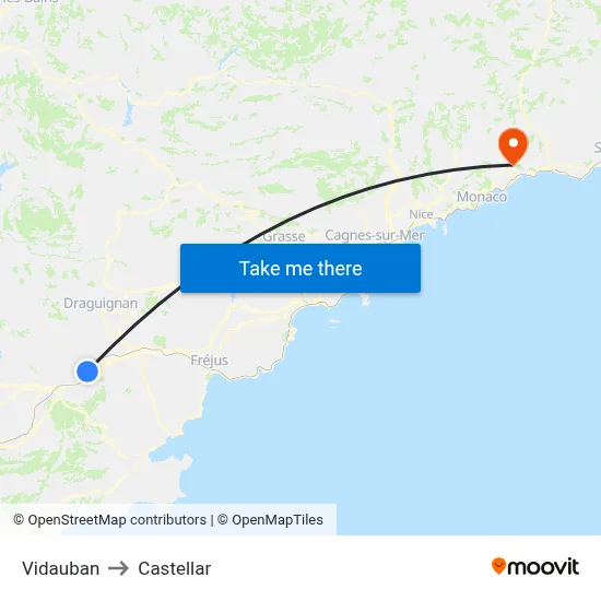 Vidauban to Castellar map