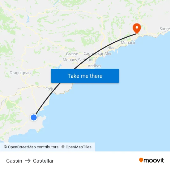 Gassin to Castellar map