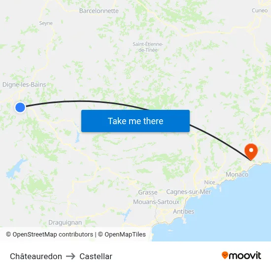 Châteauredon to Castellar map