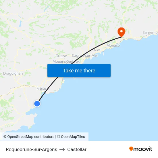 Roquebrune-Sur-Argens to Castellar map