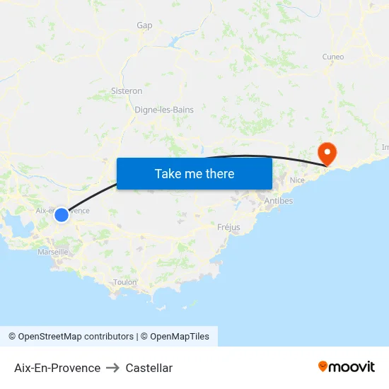Aix-En-Provence to Castellar map