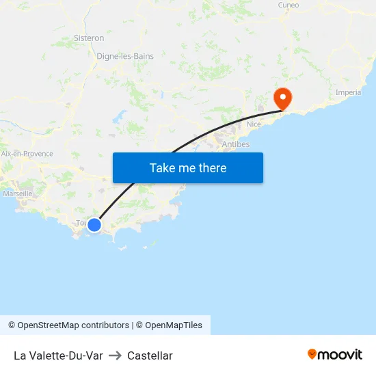 La Valette-Du-Var to Castellar map