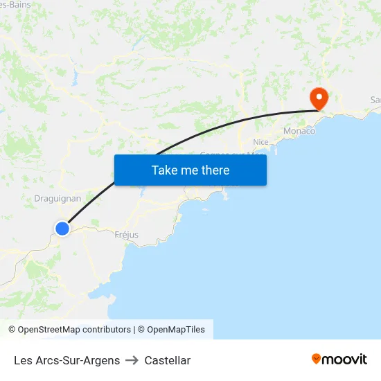 Les Arcs-Sur-Argens to Castellar map