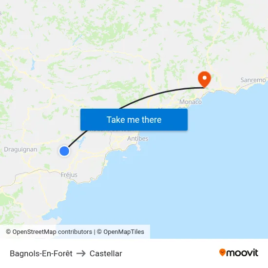 Bagnols-En-Forêt to Castellar map