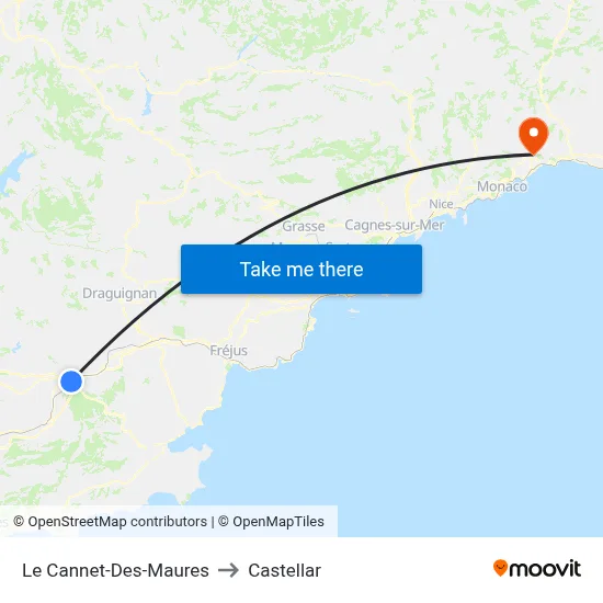 Le Cannet-Des-Maures to Castellar map