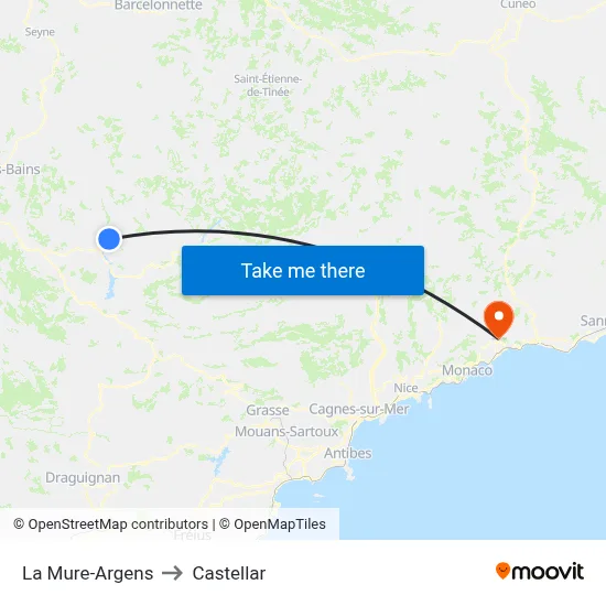 La Mure-Argens to Castellar map