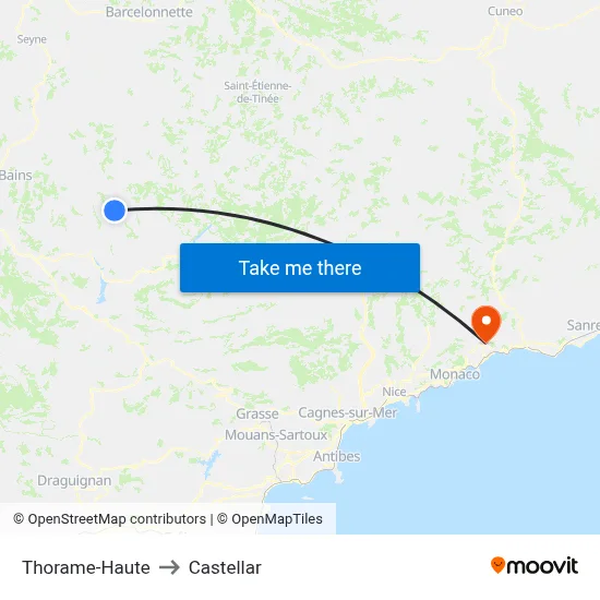 Thorame-Haute to Castellar map