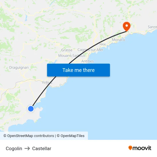 Cogolin to Castellar map