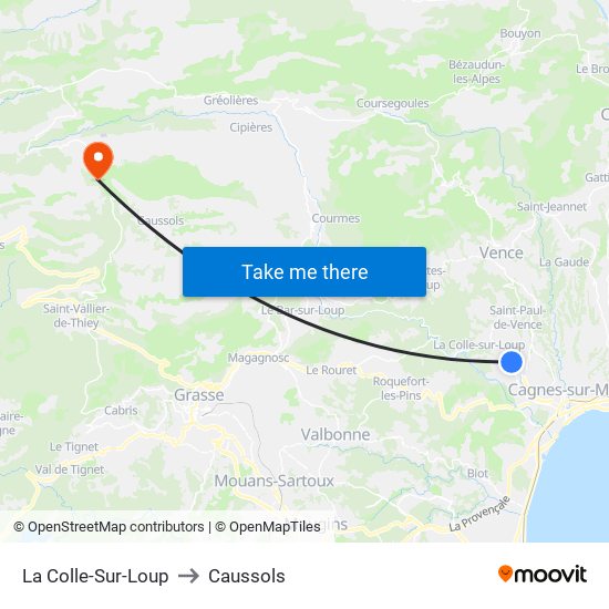 La Colle-Sur-Loup to Caussols map
