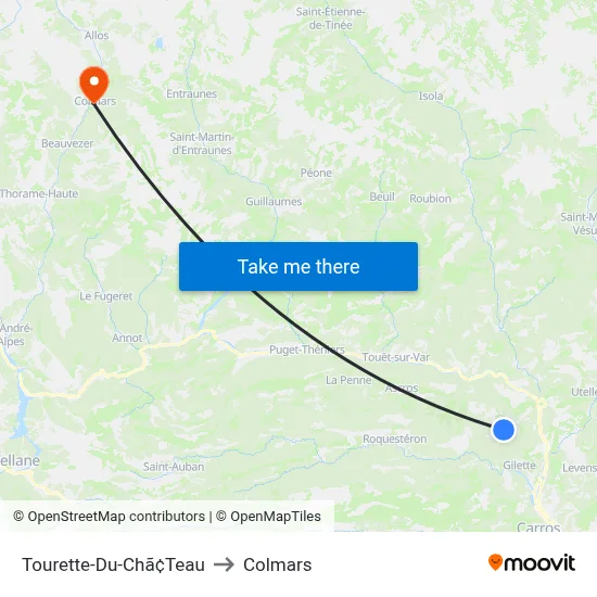 Tourette-Du-Chã¢Teau to Colmars map