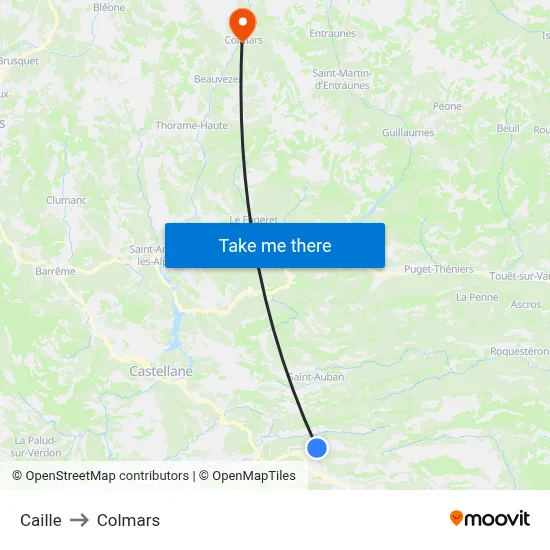 Caille to Colmars map