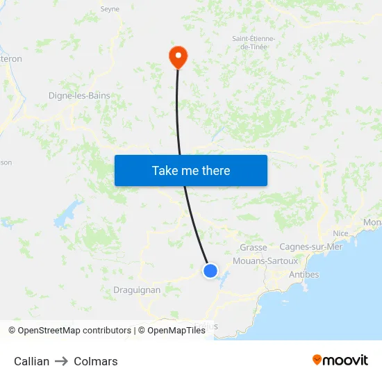 Callian to Colmars map