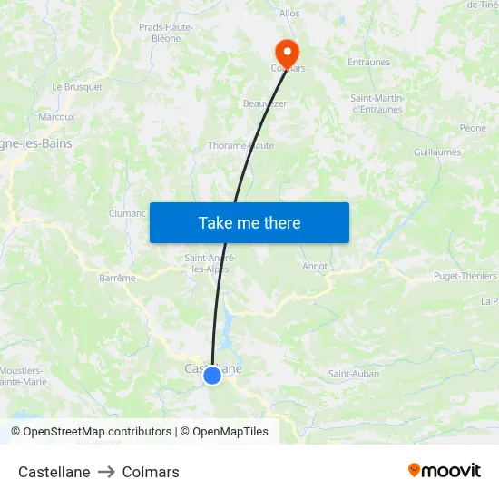 Castellane to Colmars map