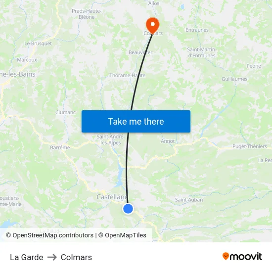 La Garde to Colmars map