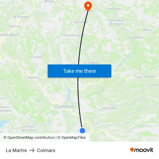 La Martre to Colmars map