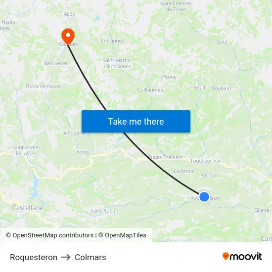 Roquesteron to Colmars map