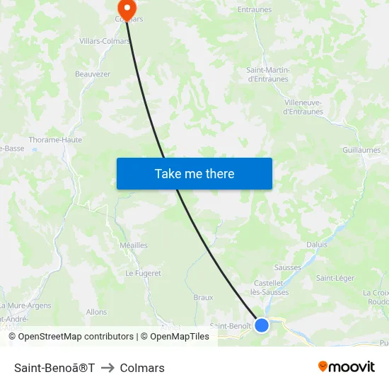 Saint-Benoã®T to Colmars map