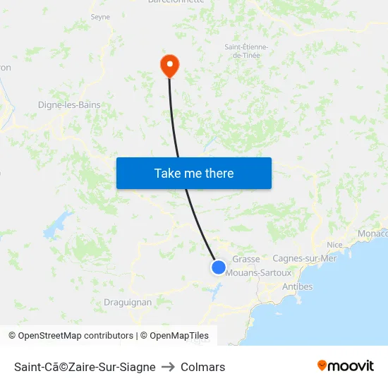 Saint-Cã©Zaire-Sur-Siagne to Colmars map