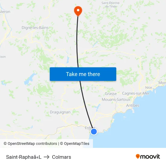 Saint-Raphaã«L to Colmars map