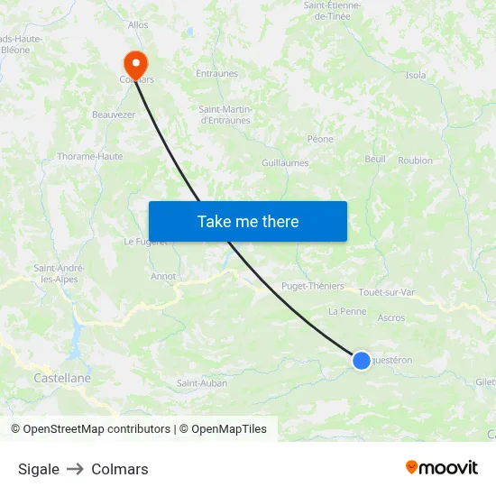 Sigale to Colmars map
