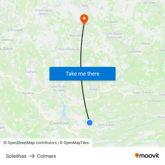 Soleilhas to Colmars map