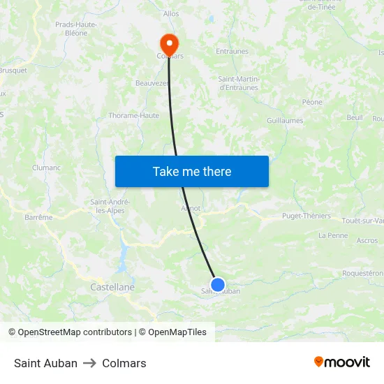 Saint Auban to Colmars map
