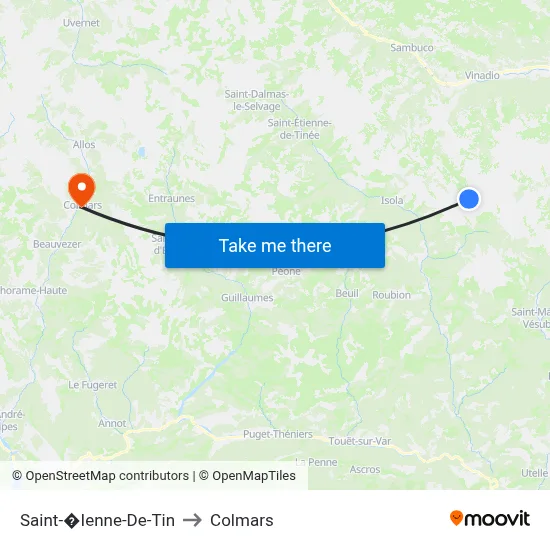 Saint-�Ienne-De-Tin to Colmars map
