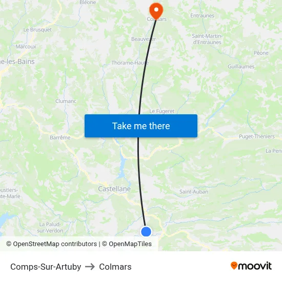 Comps-Sur-Artuby to Colmars map