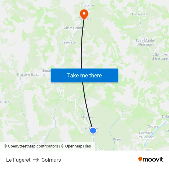 Le Fugeret to Colmars map
