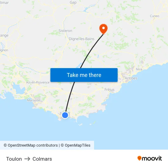 Toulon to Colmars map