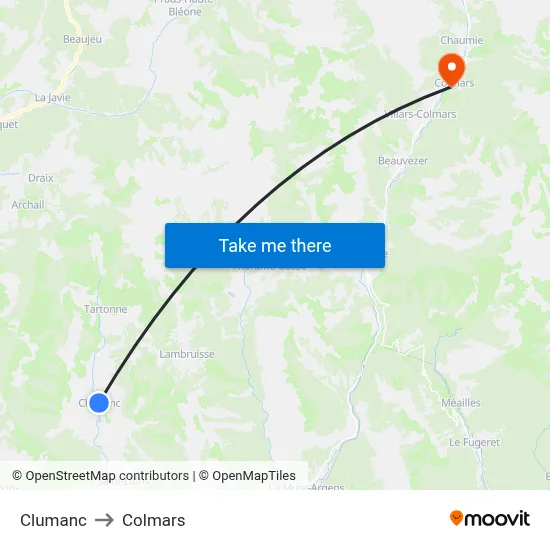Clumanc to Colmars map