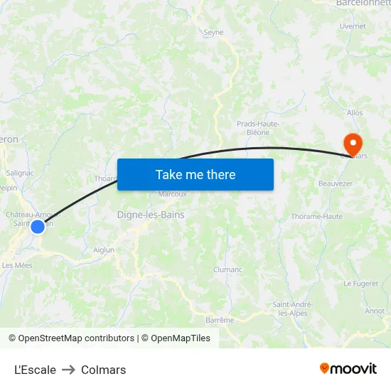L'Escale to Colmars map