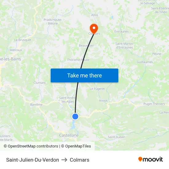 Saint-Julien-Du-Verdon to Colmars map